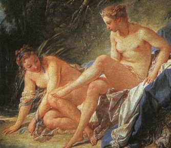painting of women bathing